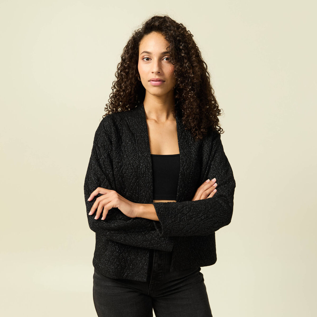 Veste manches longues noir femme