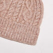 Bonnet tricot&eacute; &agrave; pompon marron clair femme
