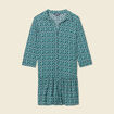 Robe courte &eacute;vas&eacute;e manches longues vert femme