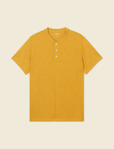 T-shirt éco-responsable jaune moutarde homme