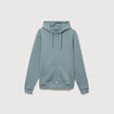 Sweat &agrave; capuche manches longues bleu gris homme