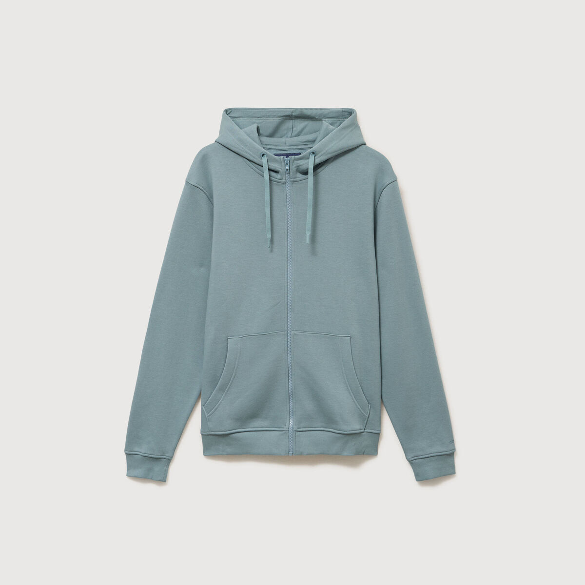 Sweat &agrave; capuche manches longues bleu gris homme
