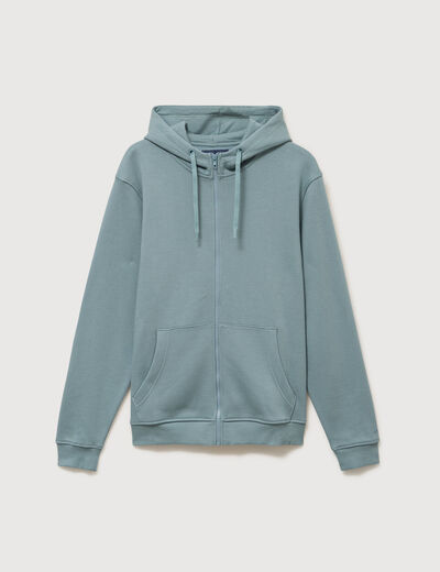 Sweat &agrave; capuche manches longues bleu gris homme