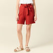 Short large taille haute rouge foncé femme