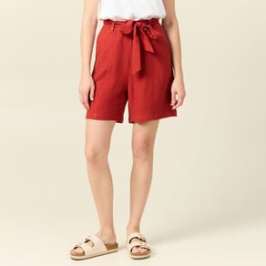 short large taille haute rouge fonce femme Short large taille haute rouge foncé femme