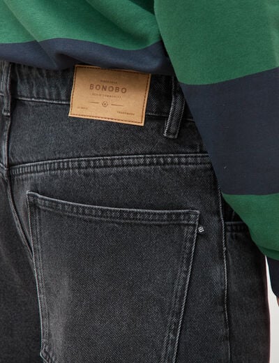 Jeans large longueur 32 en coton denim noir homme