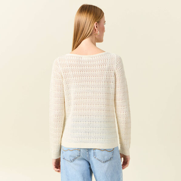 Gilet manches longues creme femme