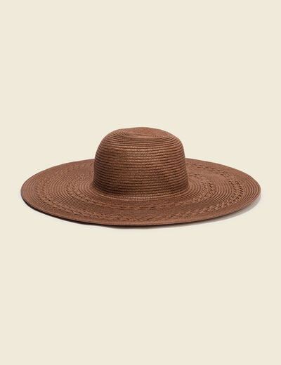 Chapeau tress&eacute; marron fonc&eacute; femme