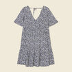 Robe évasée manches courtes bleu femme