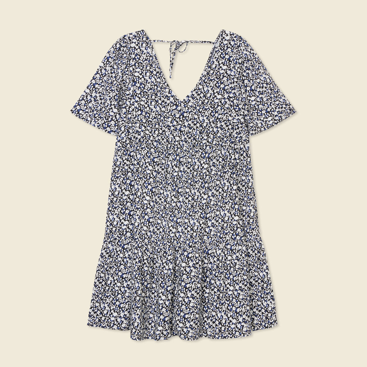 Robe évasée manches courtes bleu femme