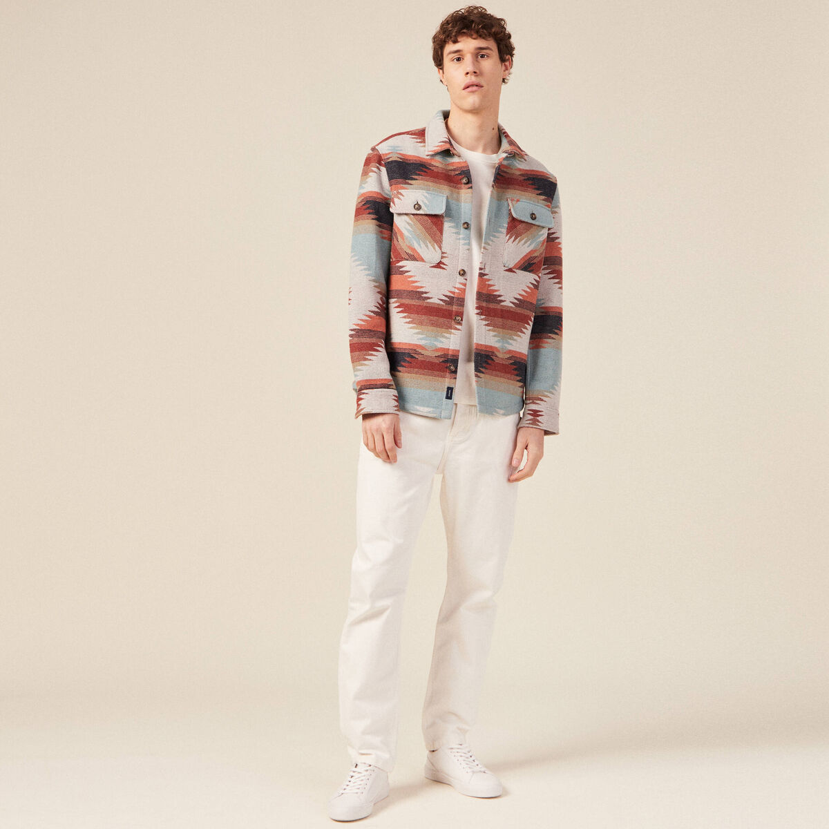 Jeans straight 5 poches denim blanc homme