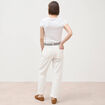 Jeans boyfriend ceintur&eacute; denim blanc femme