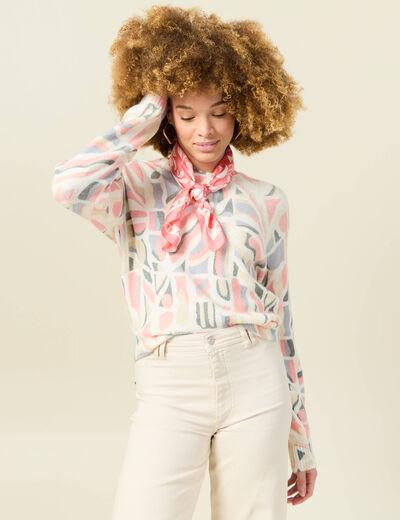 Pull manches longues ecru femme