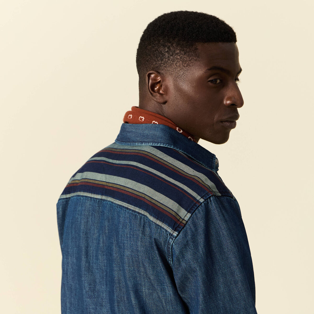 Chemise manches longues jean denim brut homme