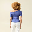 T-shirt asym&eacute;trique manches courtes violet femme