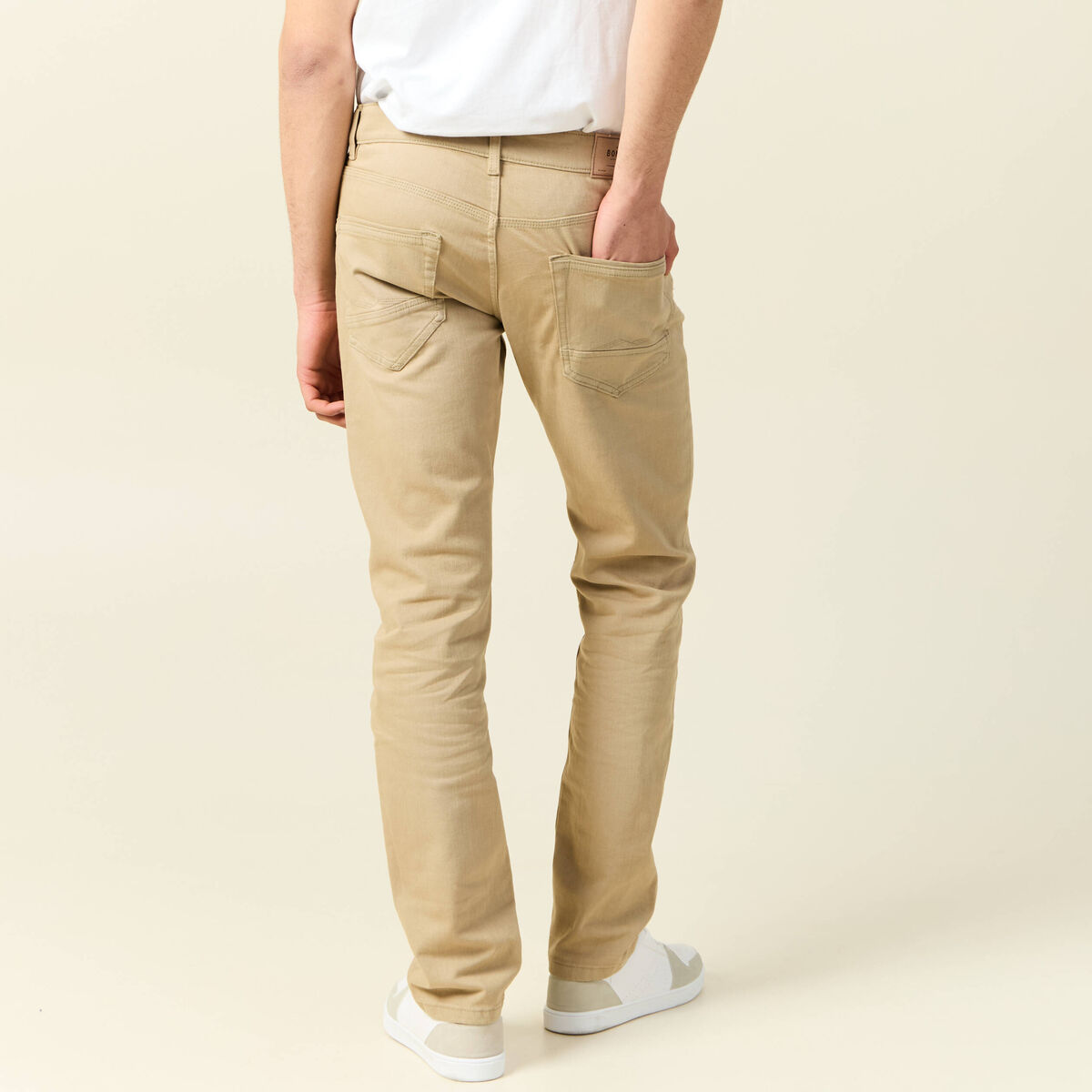 Jeans straight longueur 34 denim beige homme