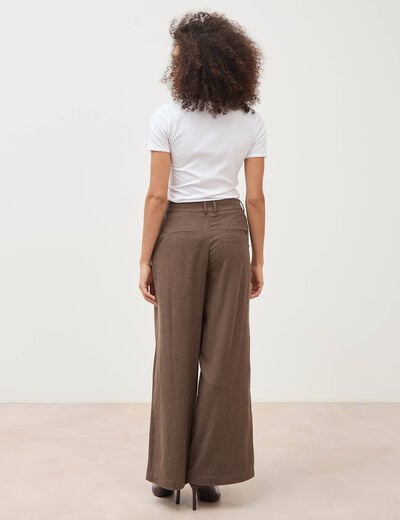 Pantalon large taille standard marron fonc&eacute; femme