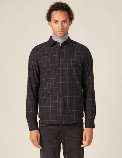 Chemise manches longues gris foncé homme