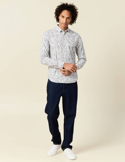 Chemise en coton manches longues blanc homme
