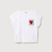 T-shirt droit col rond manches courtes blanc femme