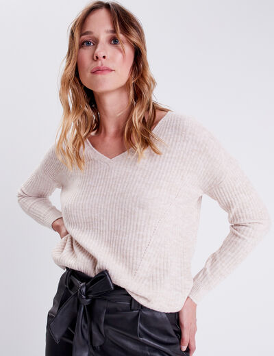 Pull creme femme