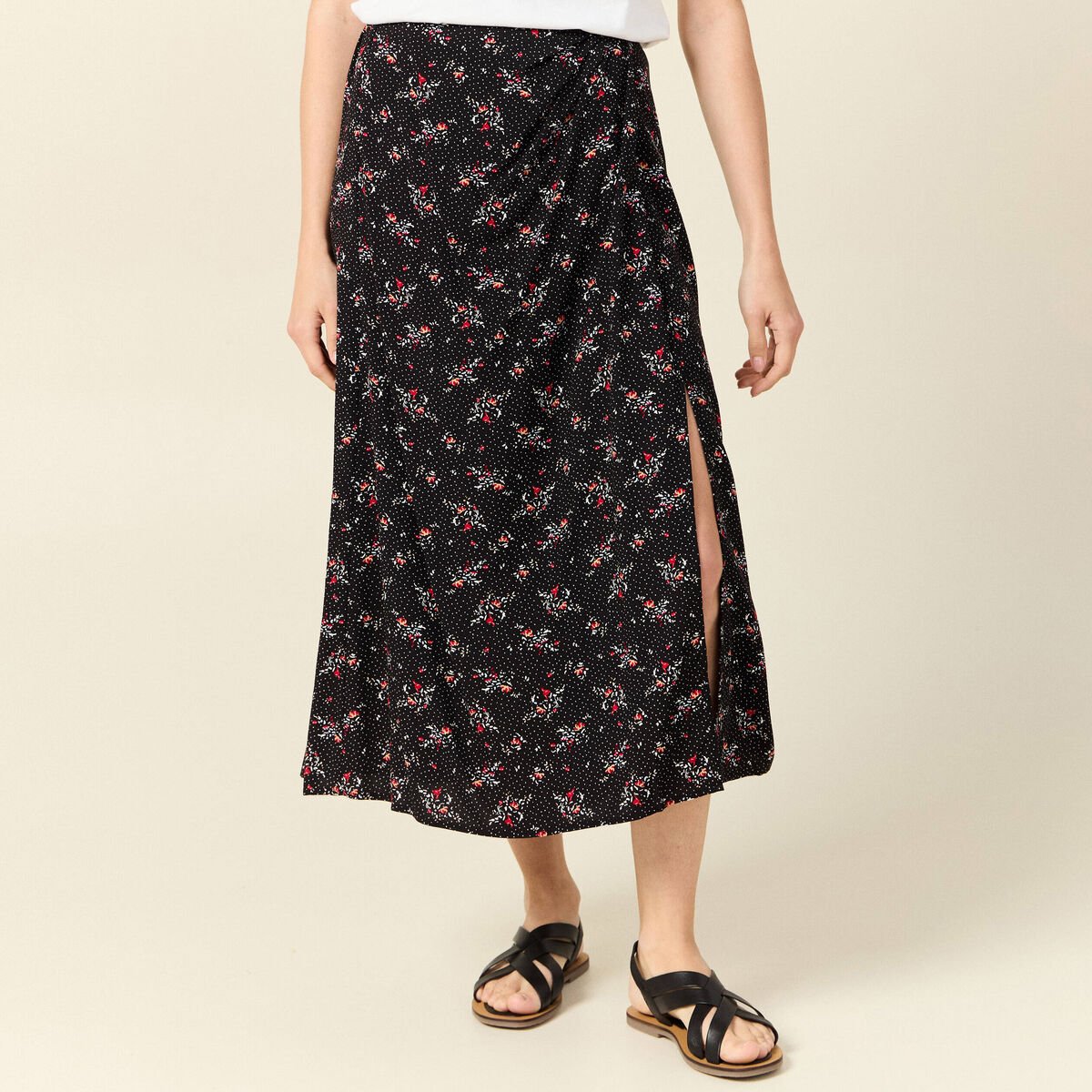 Jupe longue évasée noir femme