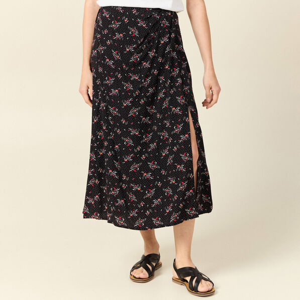 Jupe longue évasée noir femme