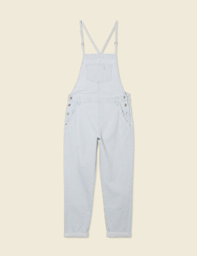 Salopette mom en jeans denim bleach femme