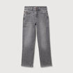 Jeans straight 7/8&egrave;me taille haute denim gris femme