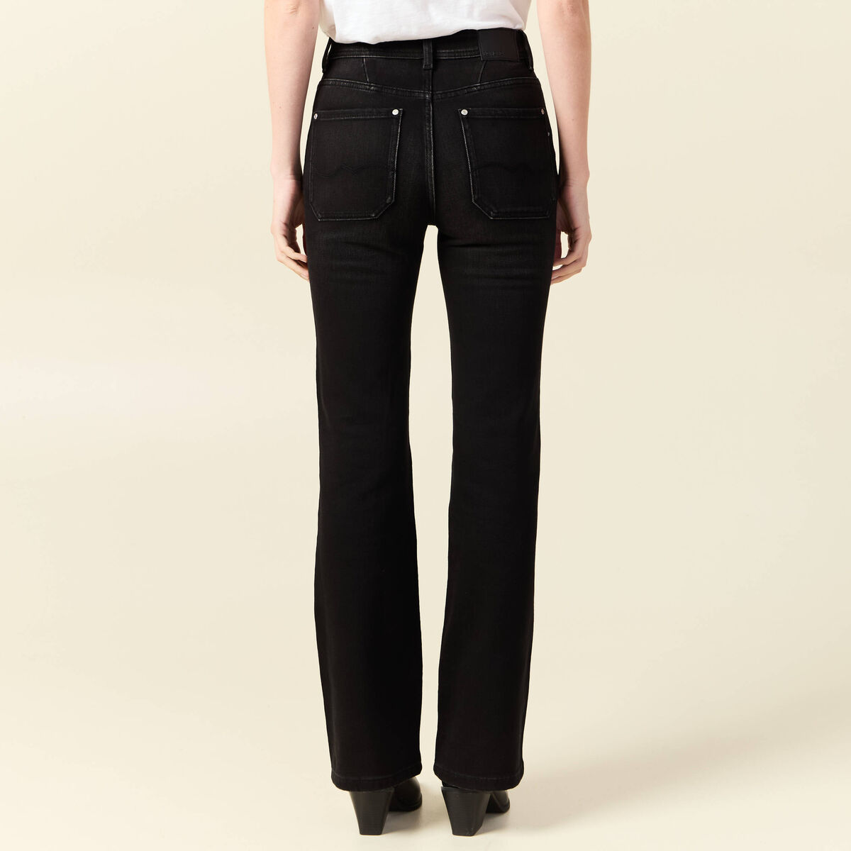 Jeans flare taille haute denim noir femme