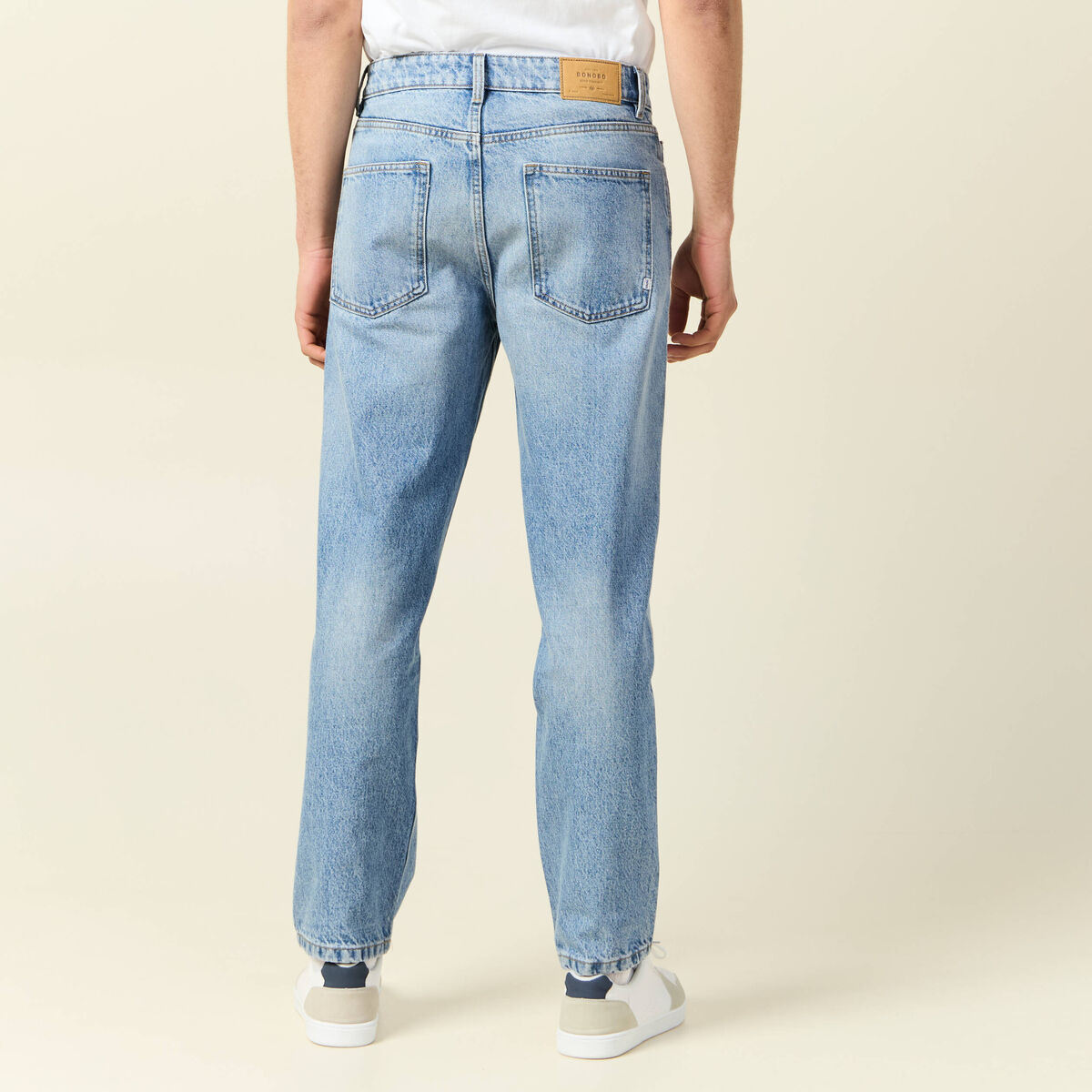Jeans large relaxed denim bleach homme
