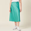 Jupe midi droite satin bleu turquoise femme