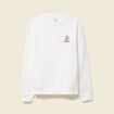 Sweat ras de cou manches longues brod&eacute; ecru homme