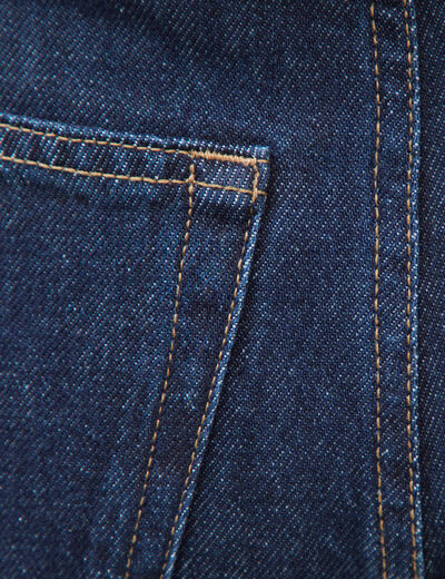 Jeans barrel taille haute broderie denim brut clean femme