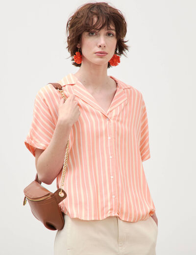 Chemise manches 3/4 orange abricot femme