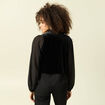 Veston court droit en velours noir femme