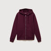Sweat ample &agrave; capuche manches longues prune homme