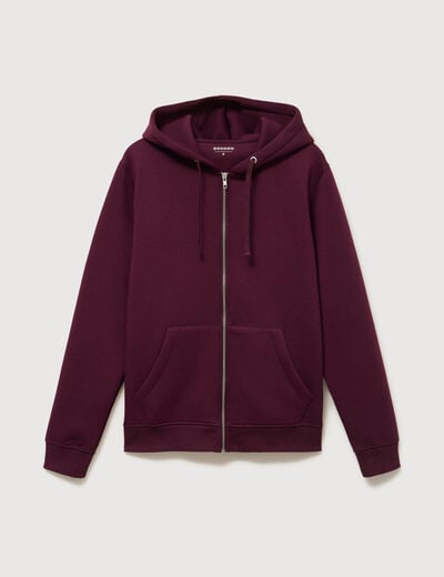 Sweat ample &agrave; capuche manches longues prune homme