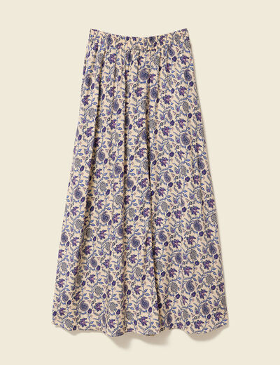 Jupe longue évasée taille standard bleu femme