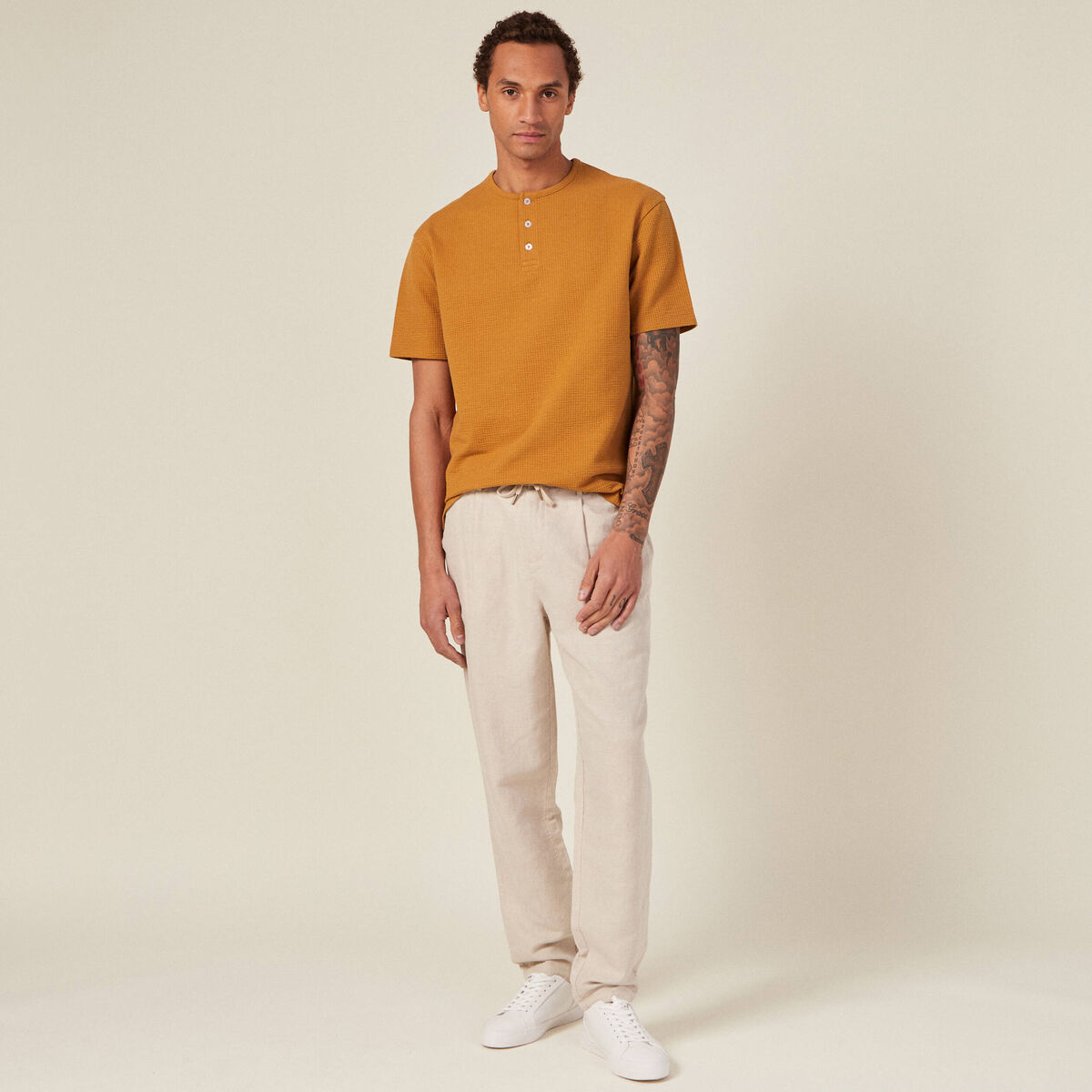 T-shirt oversize manches courtes camel homme
