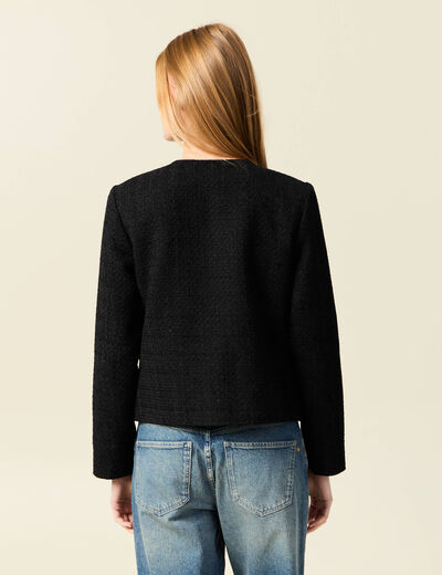 Veste manches longues en tweed noir femme