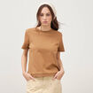 T-shirt droit col rond manches courtes marron femme