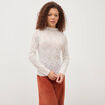 T-shirt ajust&eacute; dentelle manches longues ecru femme