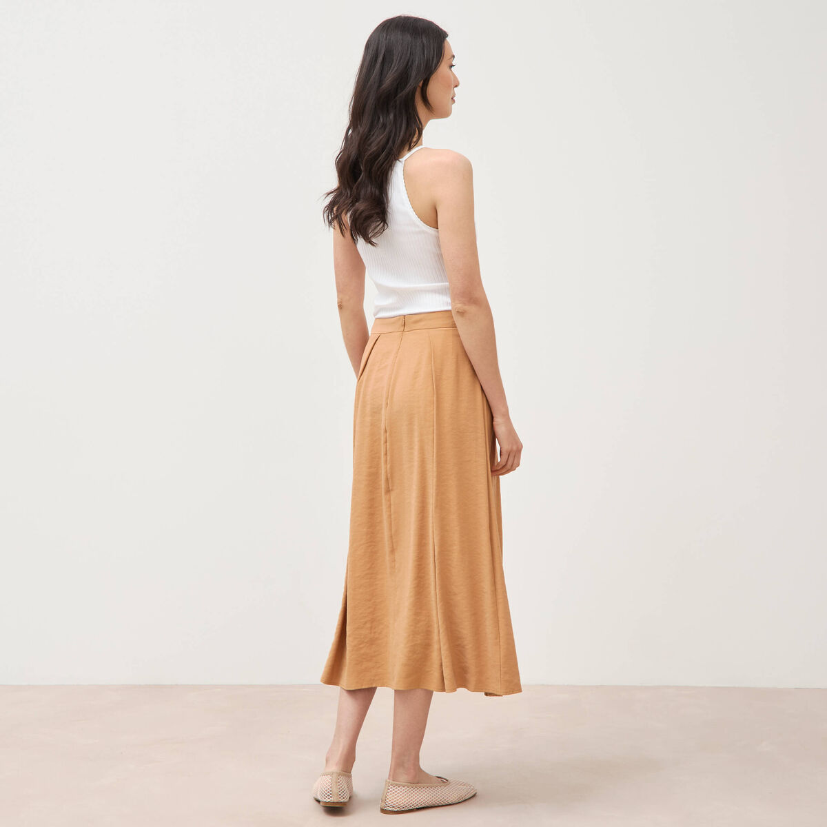 Jupe fluide marron femme