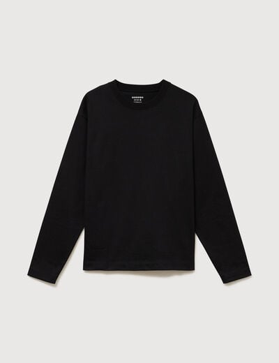 T-shirt en coton manches longues noir homme