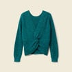 Pull r&eacute;versible manches longues col rond vert femme