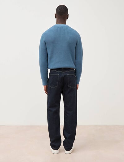 Jeans straight longueur 32 en coton denim brut rinse homme