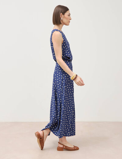 Jupe longue &eacute;vas&eacute;e bleu marine femme