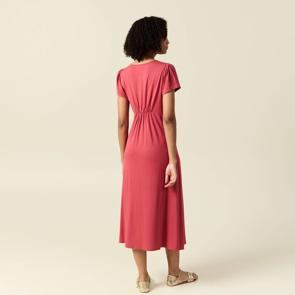 Robe longue droite rose framboise femme