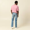 Jeans straight longueur 32 en coton denim stone homme